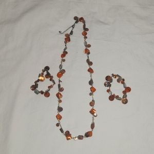 Fashion Silver Tone Glass Necklace and 2 Matching Bracelets. 1